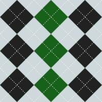 Black and light green color argyle pattern. Argyle vector pattern. Argyle pattern. Seamless geometric pattern for clothing, wrapping paper, backdrop, background, gift card, sweater.