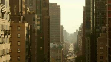 Aerial view of new york city urban metropolis skyline buildings video