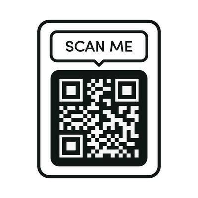 Qr code frame black color. Scan me tag