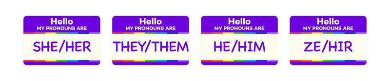 Pronouns badge set vector isolated