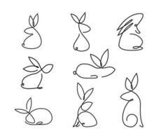 Conejo elegante línea estilo con para saludo tarjeta vector