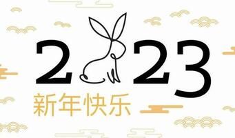 2023 Happy New Year celebration banner with rabbit vector