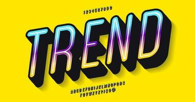 Vector trend font 3d bold colorful style modern typography