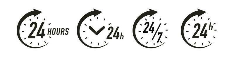 24 hours timer vector symbol black color