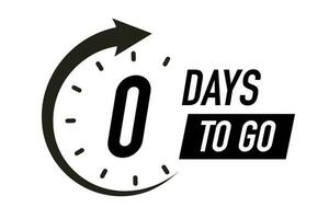 0 days to go timer vector symbol black color