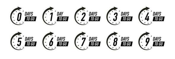 Days to go timer vector symbol black color