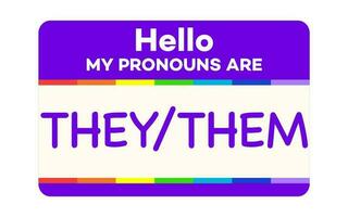 Pronouns badge they them colorful style vector