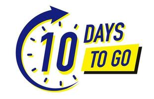 10 days to go timer vector symbol color style