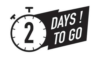 2 days to go timer vector symbol black color