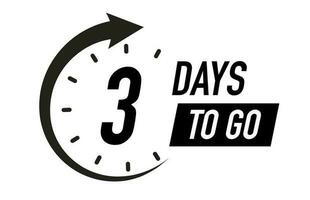 3 days to go timer vector symbol black color