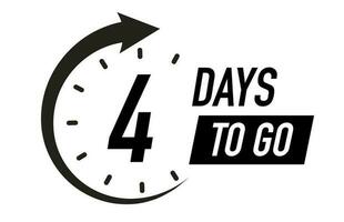 4 days to go timer vector symbol black color