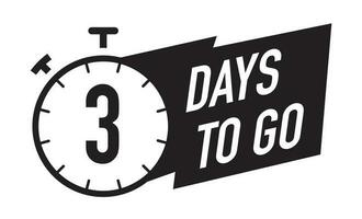 3 days to go timer vector symbol black