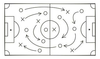 Soccer strategy field on white background vector