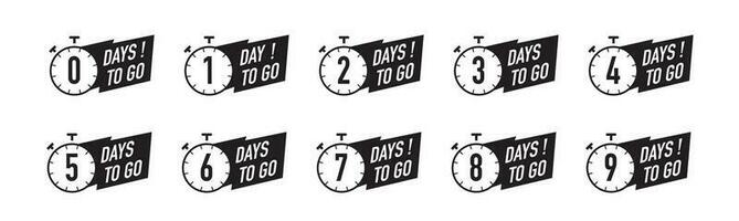 Days to go timer symbol set black color flat style vector