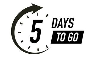 5 days to go timer vector symbol black color