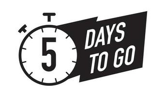 5 days to go timer vector symbol black color