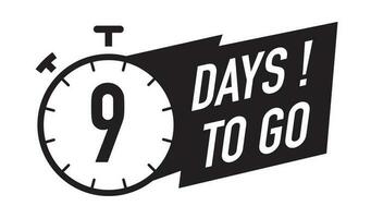 9 days to go timer vector symbol black color