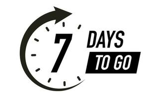 7 days to go timer symbol black color flat style vector