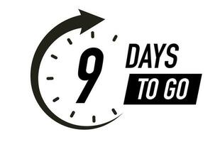 9 day to go timer vector symbol black color