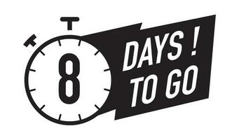 8 days to go timer vector symbol black color