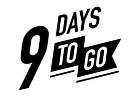 9 days to go timer vector symbol black color