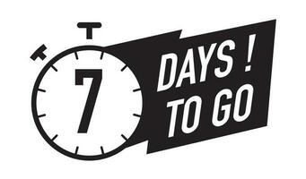 7 days to go timer vector symbol black color