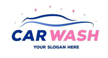 Car wash logotype gradient blue pink color vector