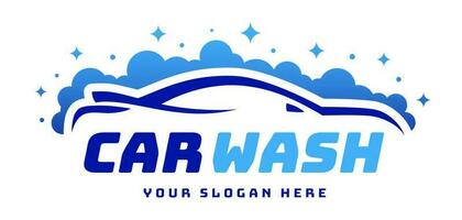 Car wash logotype blue color flat style isolated vector