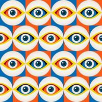 Abstract bauhaus eye pattern minimal 20s vector