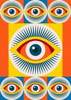 Eye poster color style minimal 20s vector