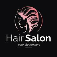 Hair salon vector logo pink color style isolated