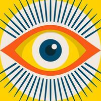 Eye card minimal 20s geometric style vector