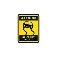 Slippery road caution warning symbol design vector