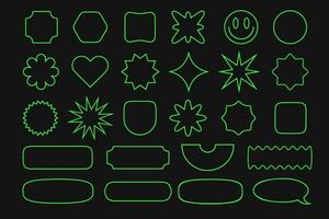 Shape set y2k line style neon color vector