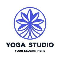 Yoga studio logo consisting of flower line styl vector