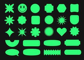 Shape set y2k style neon color flat style vector