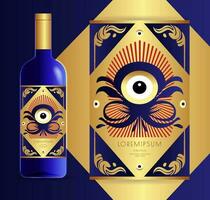 Vine bottle label modern style vector