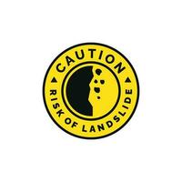 Risk of landslide caution warning symbol design vector