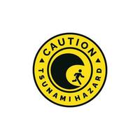 Tsunami hazard caution warning symbol design vector