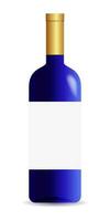 Vine bottle mock up template cyan color vector