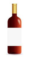 Vine bottle mock up template red color vector