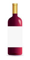 Vine bottle vector mock up template red color