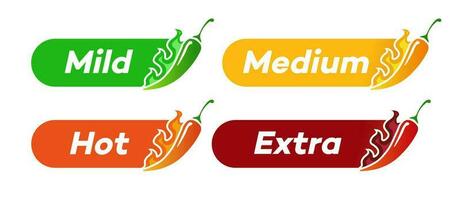 Spicy chili level label mild, medum, hot, extra vector