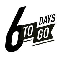 6 days to go timer vector label black color