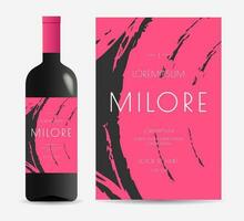 Vine label black texture background bottle mock up vector