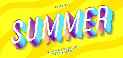 Vector summer font 3d bold colorful style