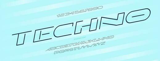 Vector techno font line style modern typography