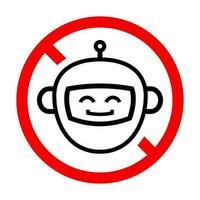 No bot stop robot prohibition sign vector