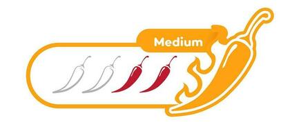 Spicy chili level medium label isolated on background vector