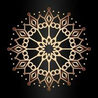 mandala modelo oro línea estilo aislado en negro antecedentes vector